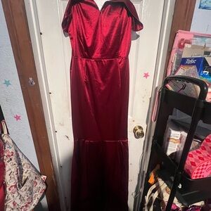 Elegant Red Off-Shoulder Gown